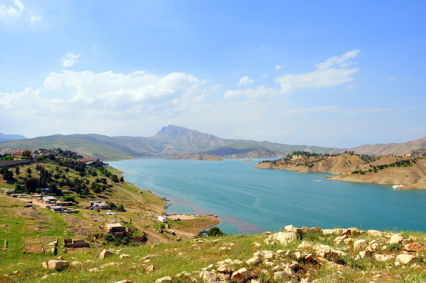 Beautiful Dukan Lake surrounded by hills in the Kurdistan Region